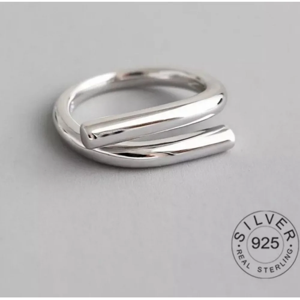 Unisex Solid Wrap 925 Sterling Silver Band Ring, Adjustable‎